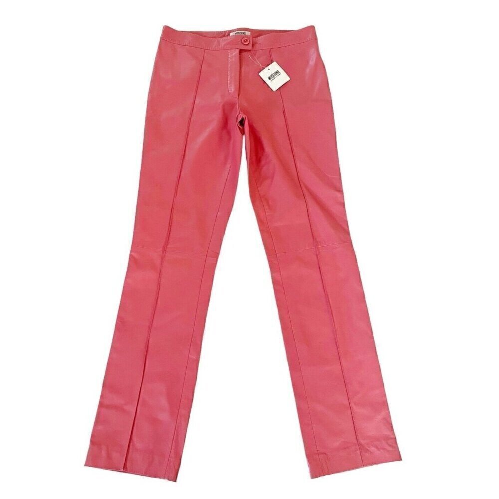Moschino Cheap and Chic Women's US Sz 8 Salmon Pink Leather Pants NWT